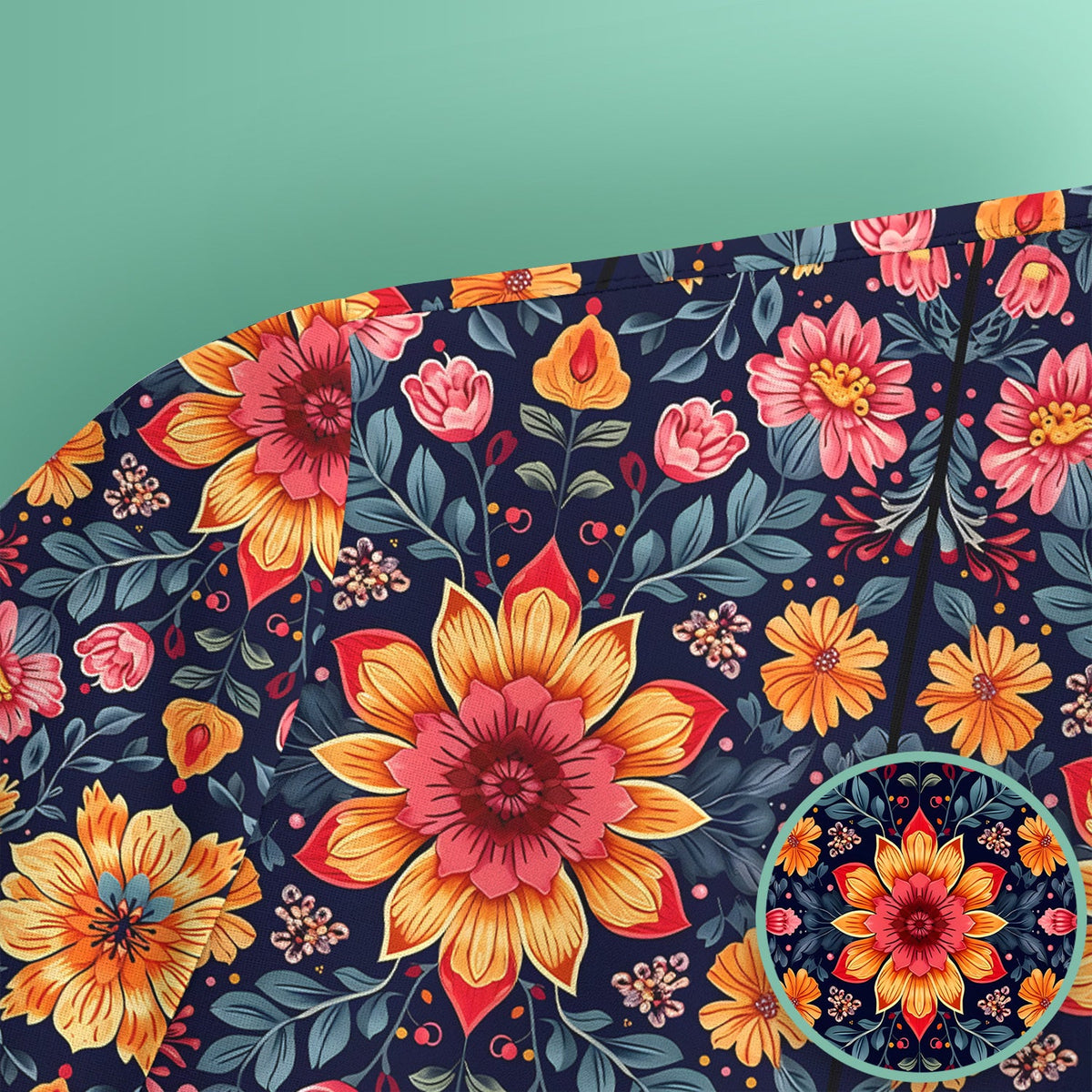 Elegant Dark Floral Nurse Scrub Top