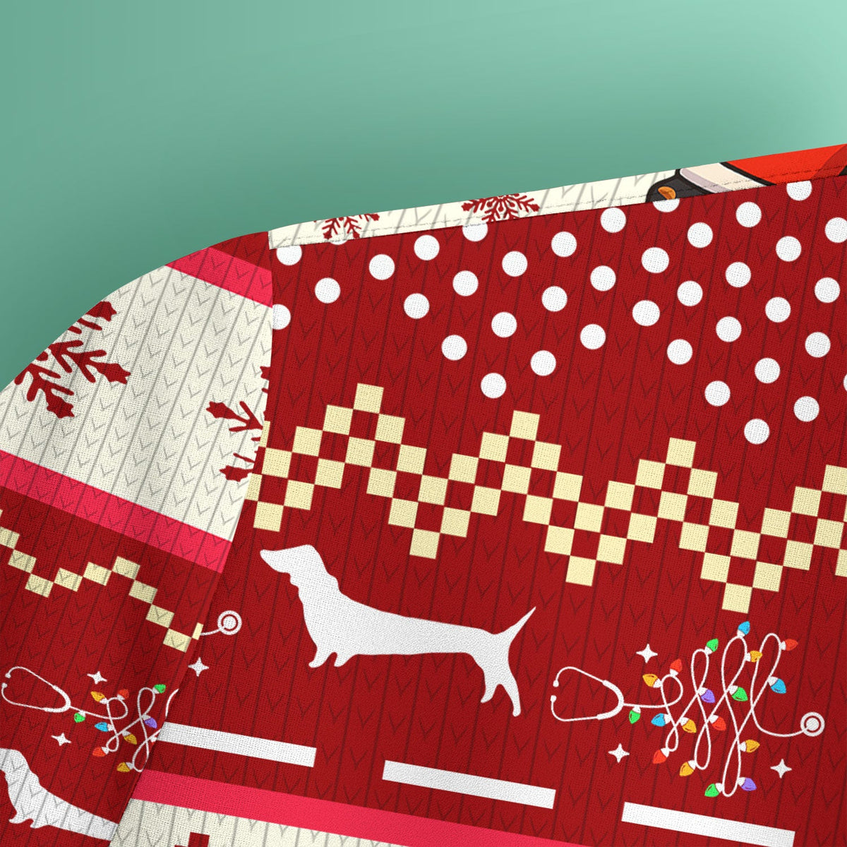 Wiener Dog Through The Snow Christmas Nurse Scrub Top
