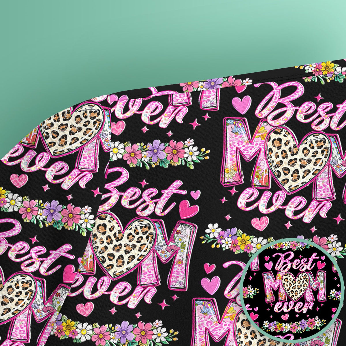 Best Mom Ever Leopard Heart Nurse Scrub Top