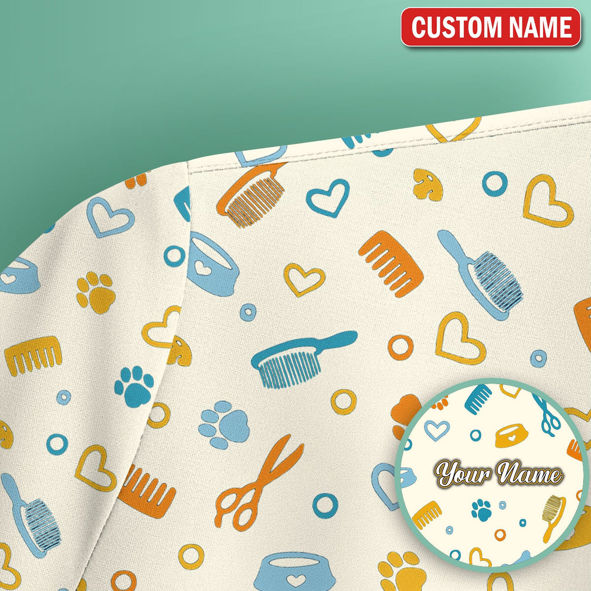 Personalized Dog Cat Grooming Nurse Scrub Top