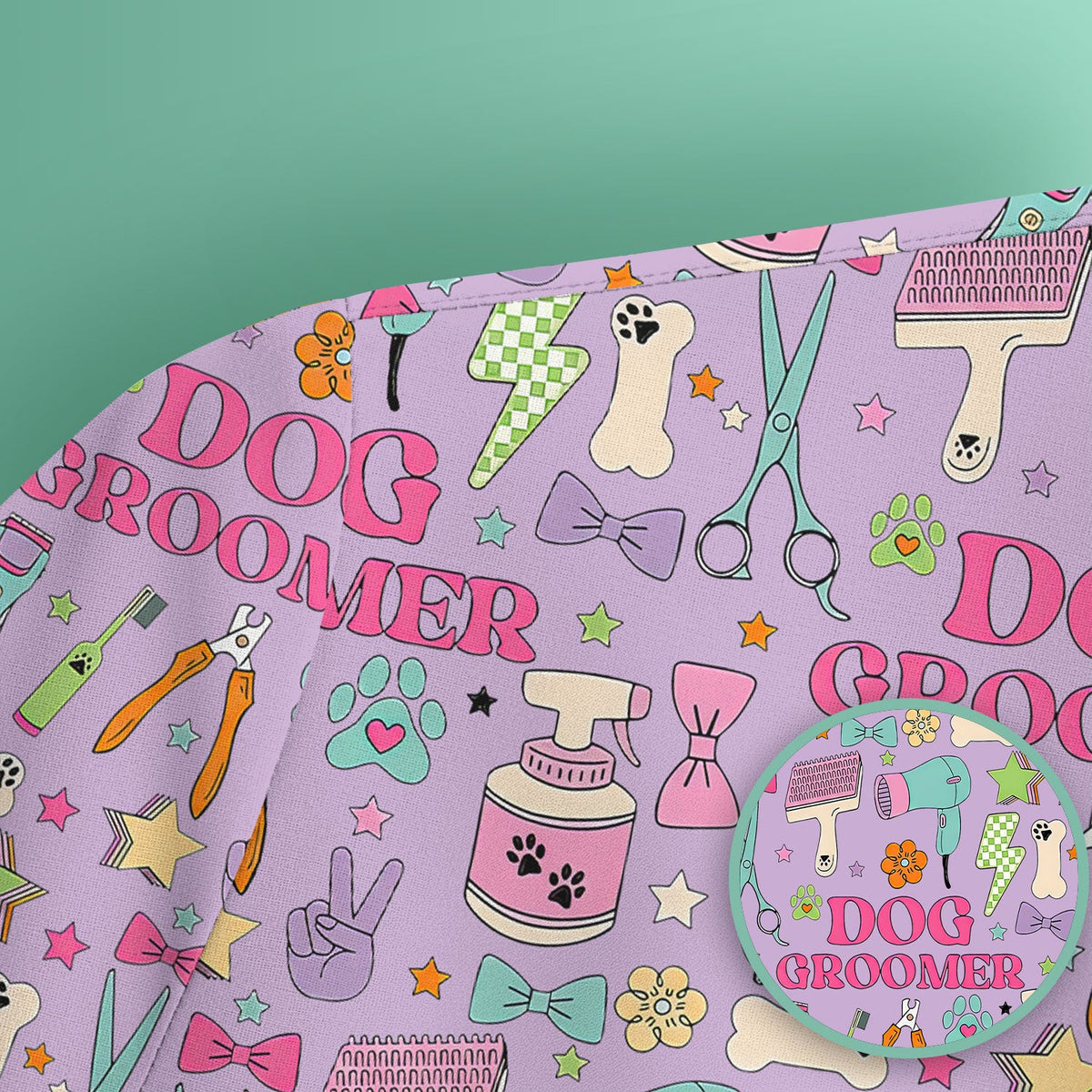 Dog Groomer Tools Nurse Scrub Top