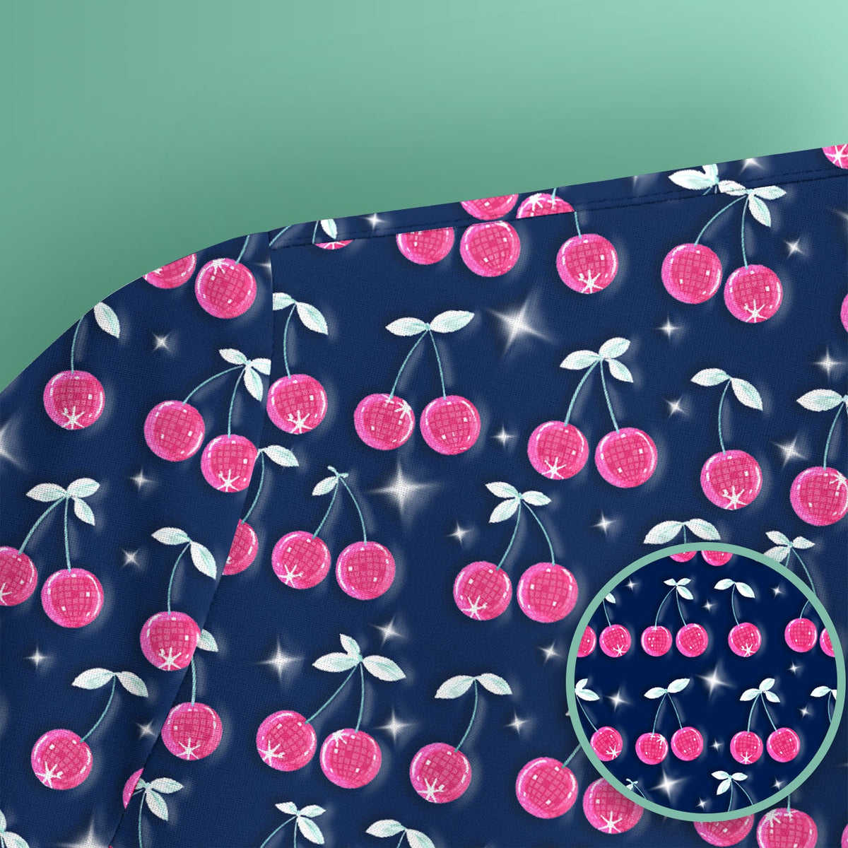 Pink Cherry Sparkle Nurse Scrub Top