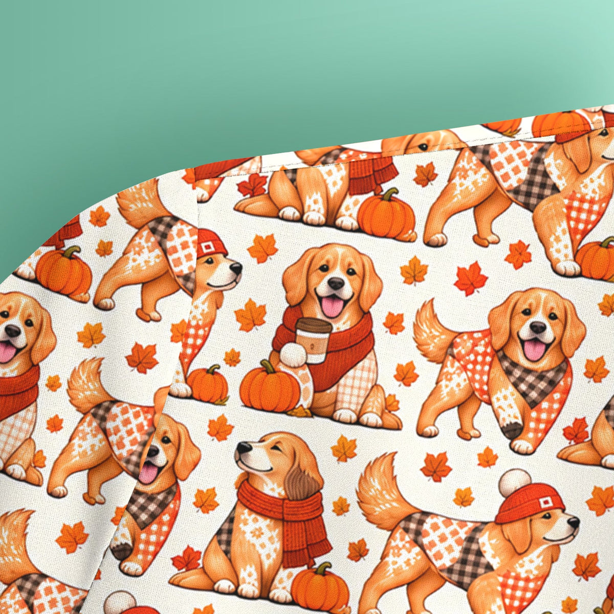 Fall Golden Retriever Pumpkin Nurse Scrub Top