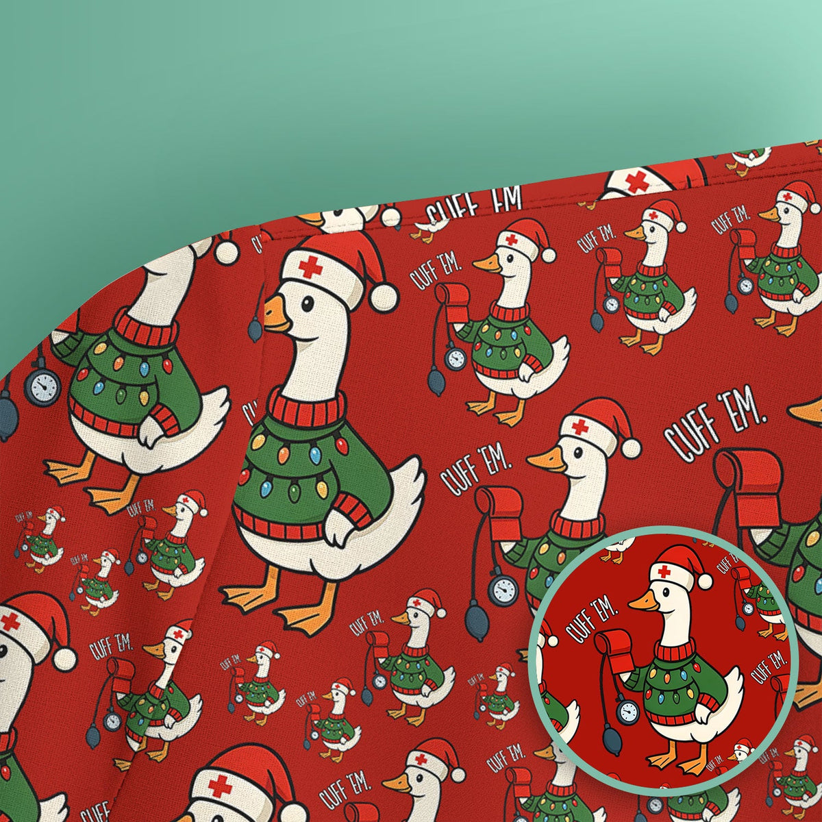 Christmas Duck Nurse Scrub Top
