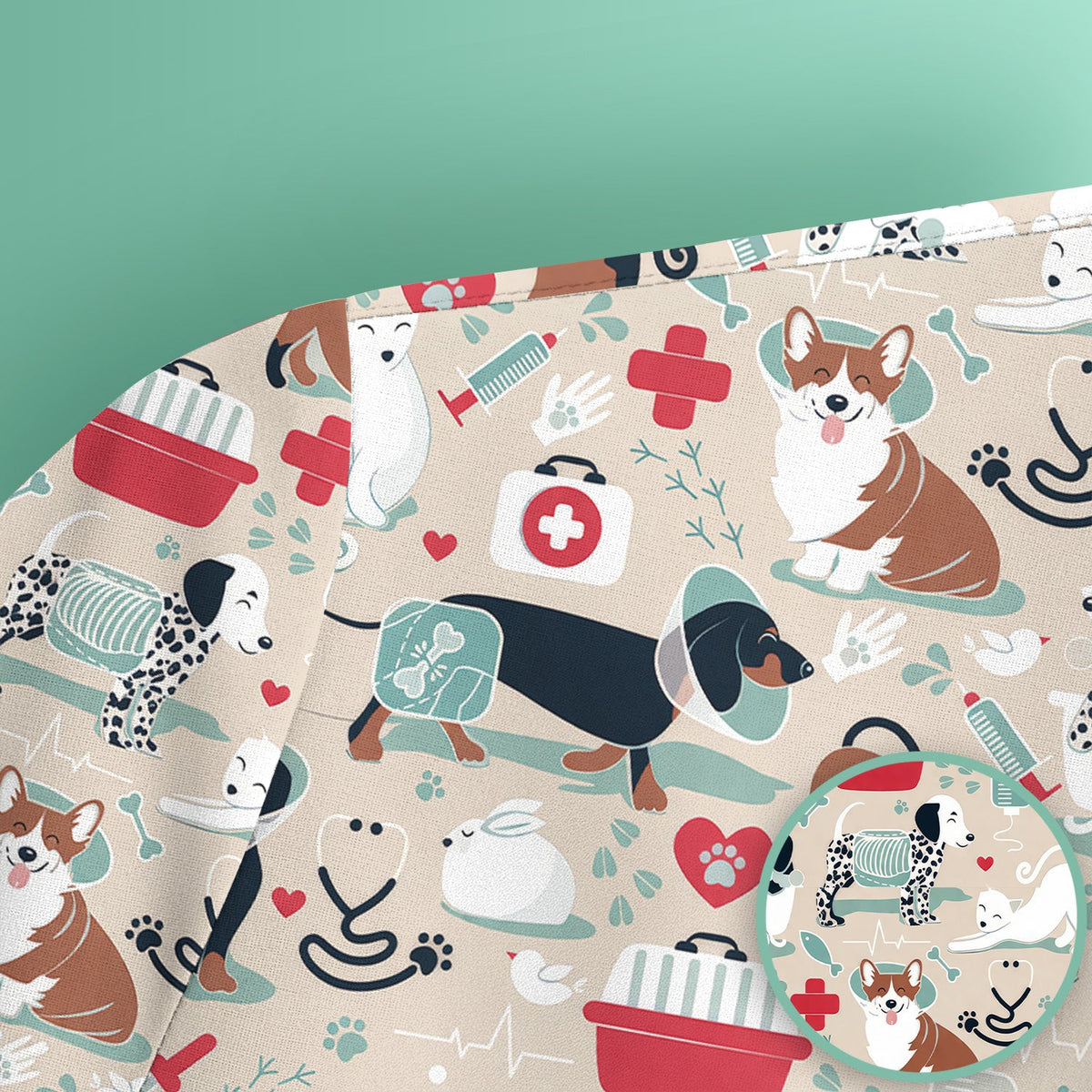 Dogs Veterinary Tools Nurse Scrub Top