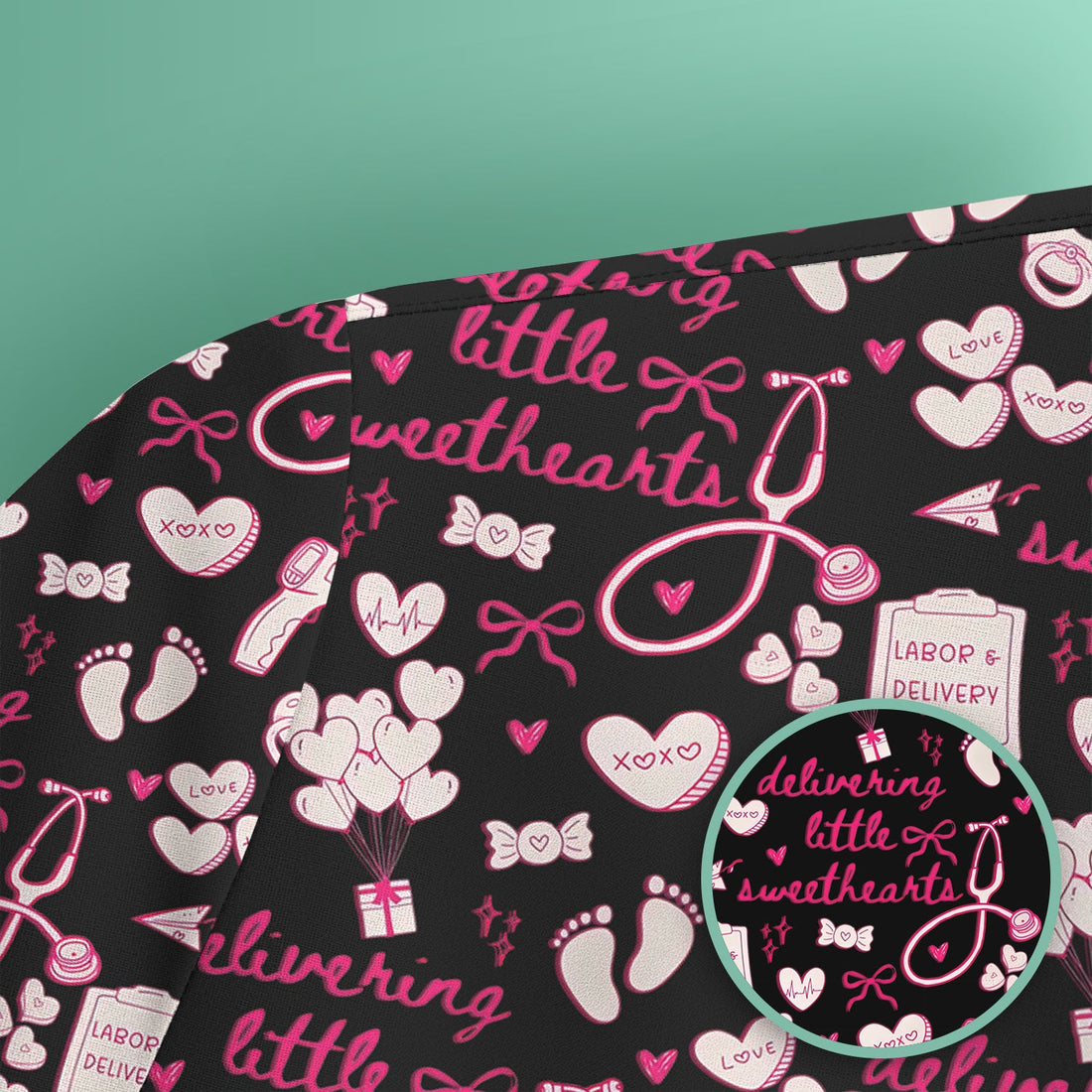 Valentine Labor Delivery XOXO Nurse Scrub Top