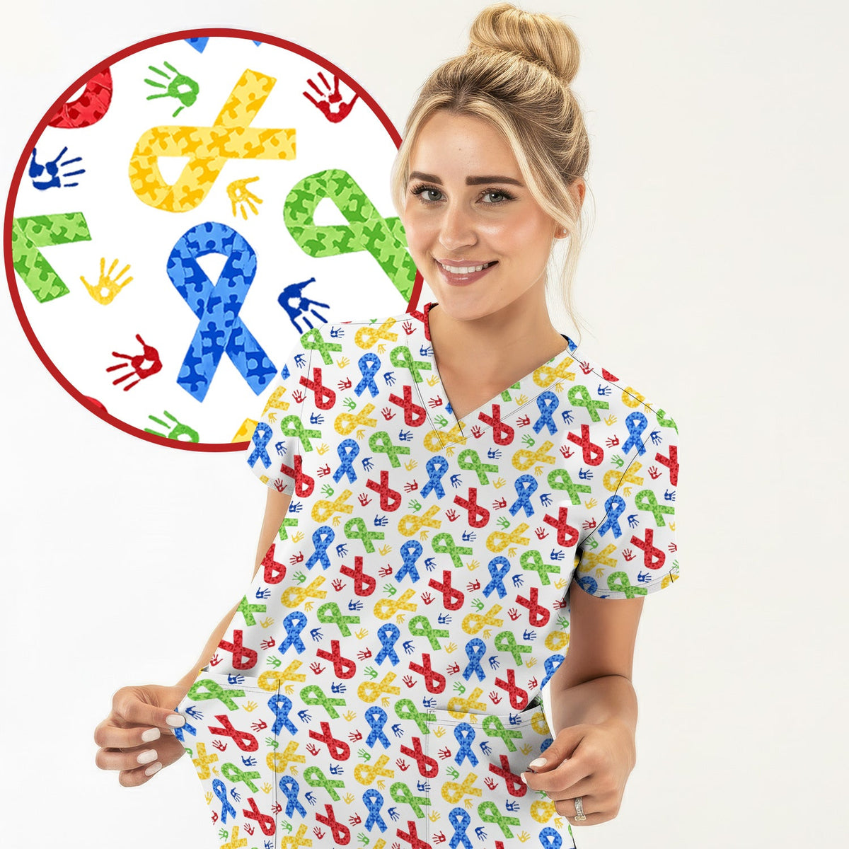 Ribbon Nurse Scrub Top