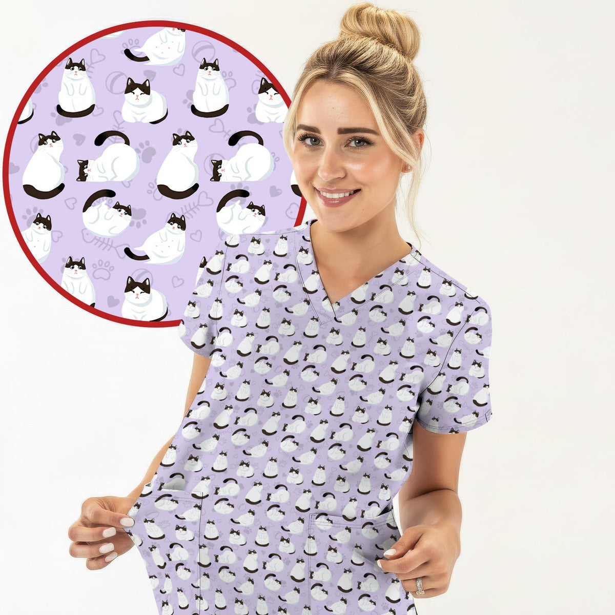 Cat Nurse Scrub Top