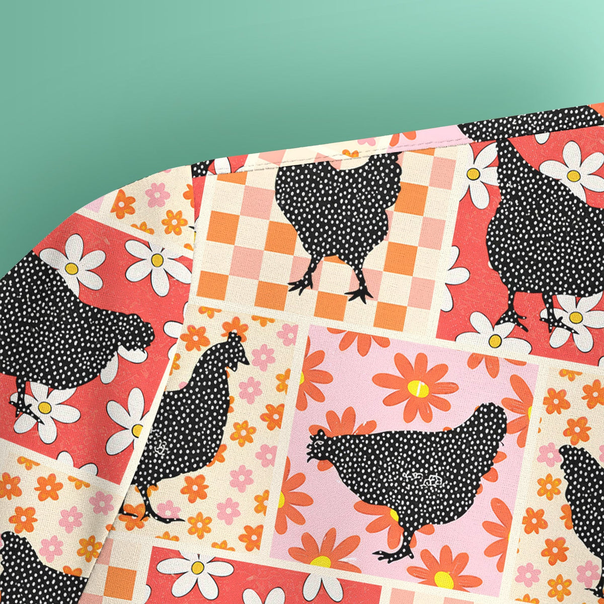 Chicken Patchwork Floral Nurse Scrub Top