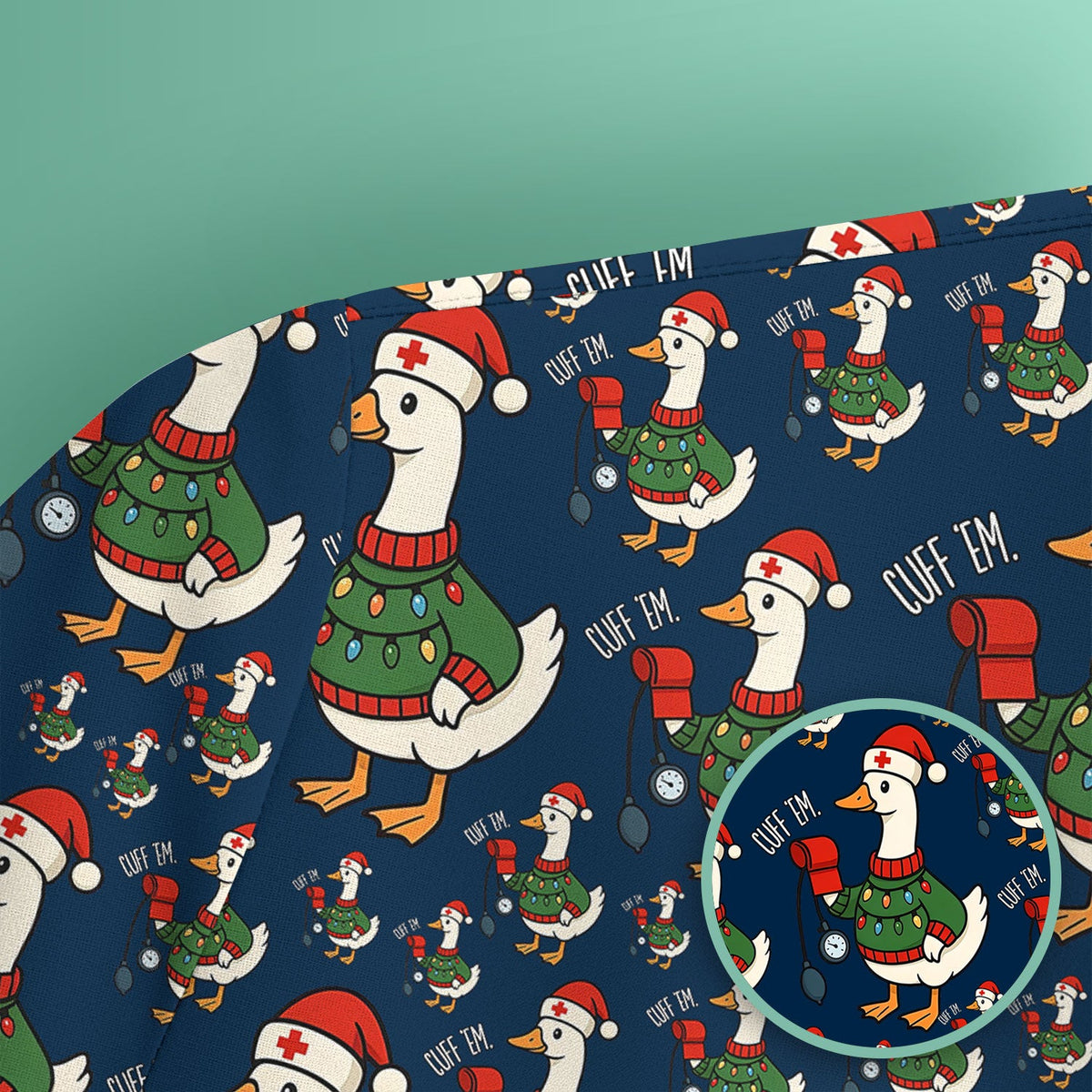Christmas Duck Nurse Scrub Top