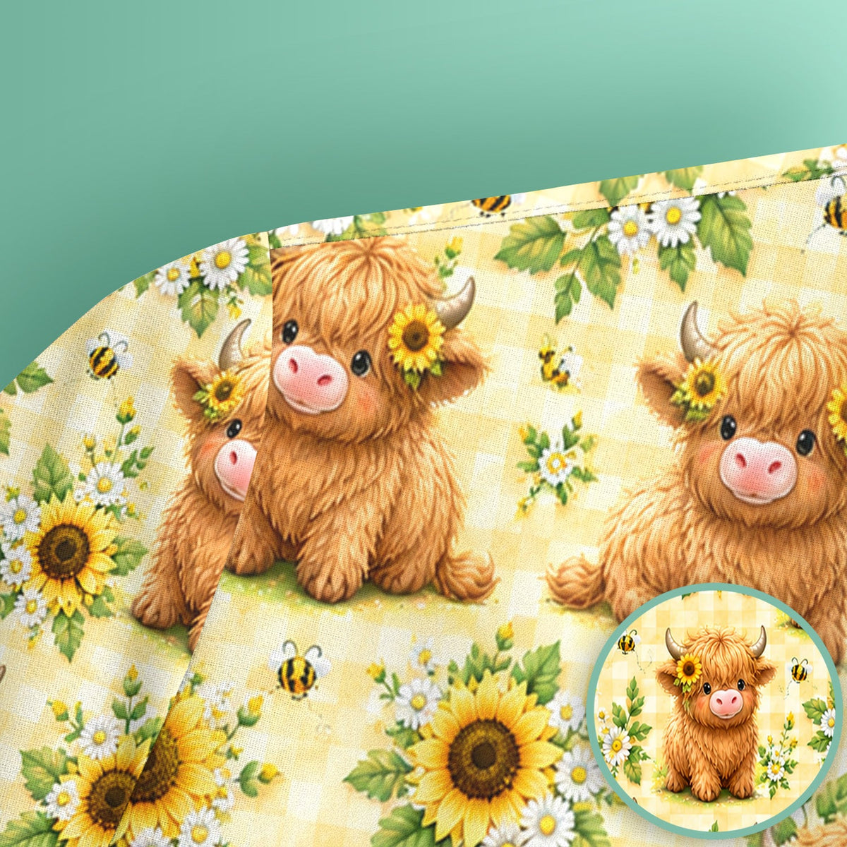 Sunflower Highland Cow Bee Nurse Scrub Top