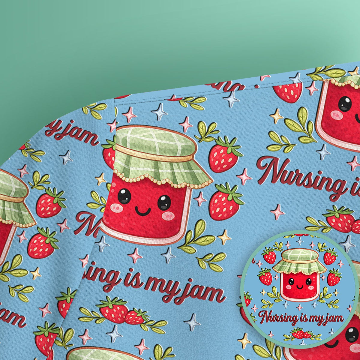 Strawberry Jam Nurse Scrub Top