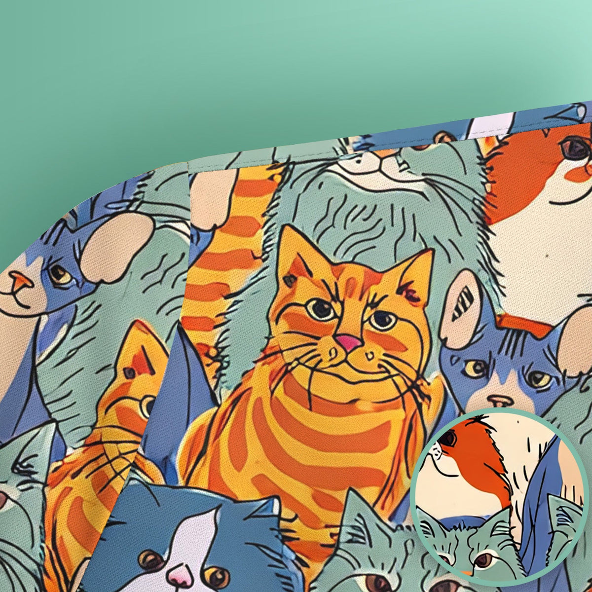 Multicolor Cat Faces Nurse Scrub Top
