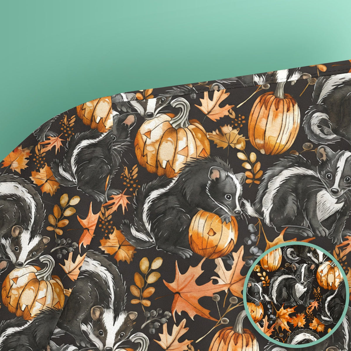 Skunk Pumpkin Autumn Leaves Nurse Scrub Top