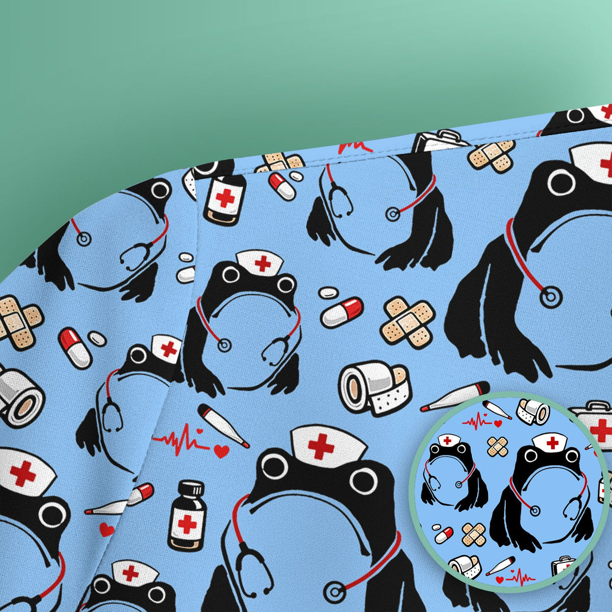 Frog Medical Nurse Scrub Top