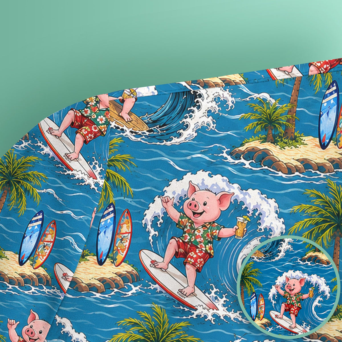 Tropical Surfing Pig Island Nurse Scrub Top