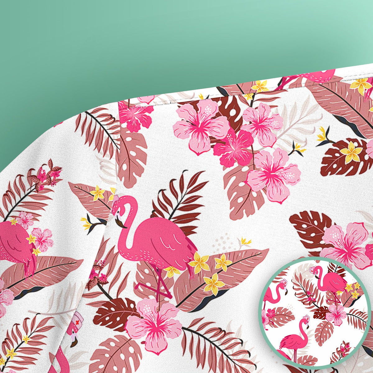Pink Flamingo Tropical Floral Nurse Scrub Top
