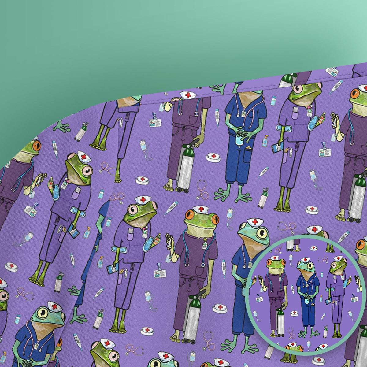 Frog Medical Nurse Scrub Top
