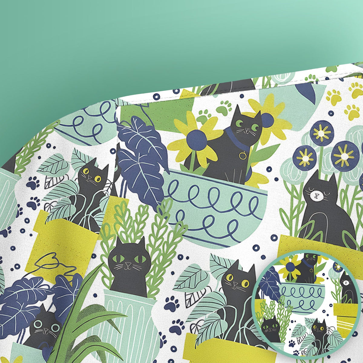 Black Cat Planter Garden Nurse Scrub Top
