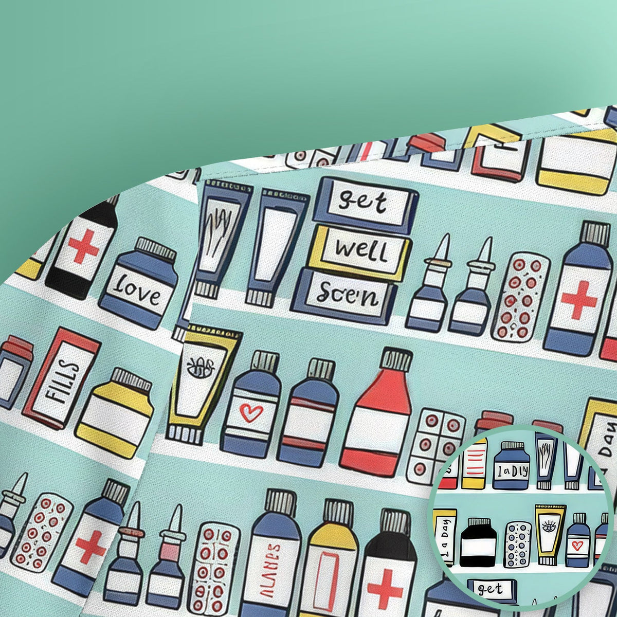 Medicine Bottle Pharmacy Pills Nurse Scrub Top