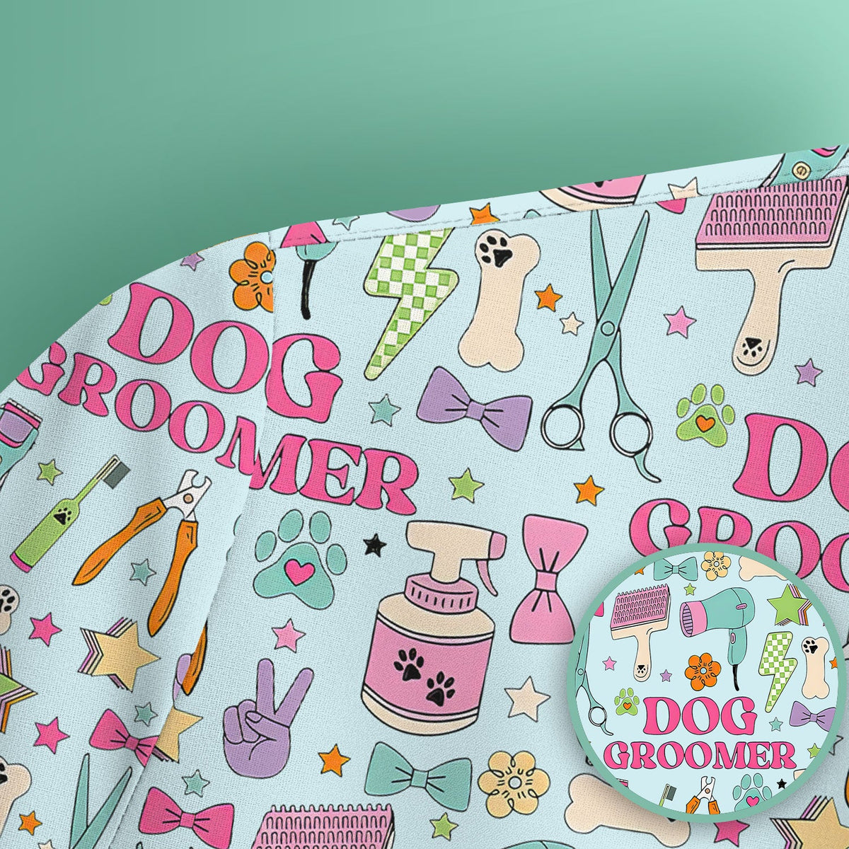 Dog Groomer Tools Nurse Scrub Top