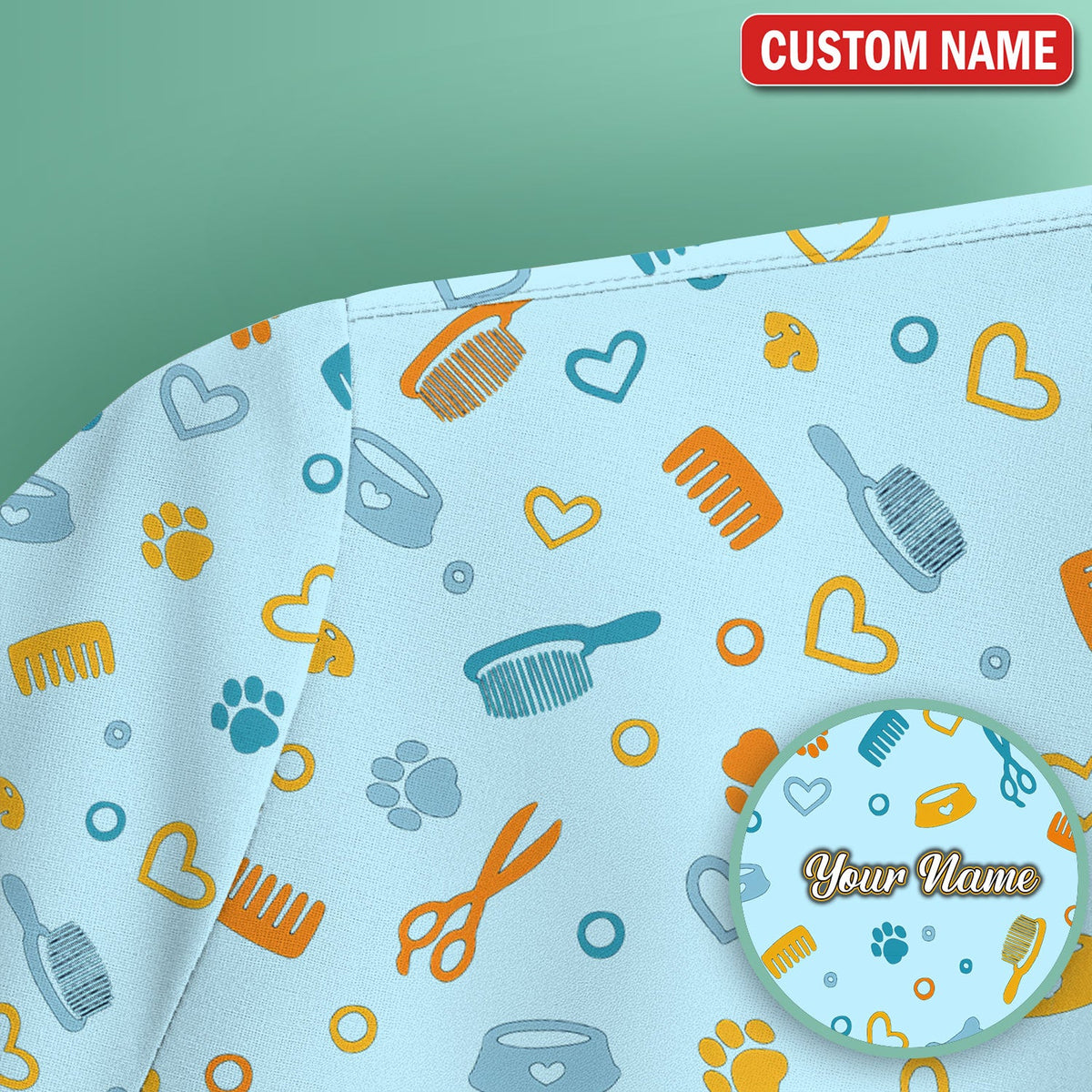 Personalized Dog Cat Grooming Nurse Scrub Top