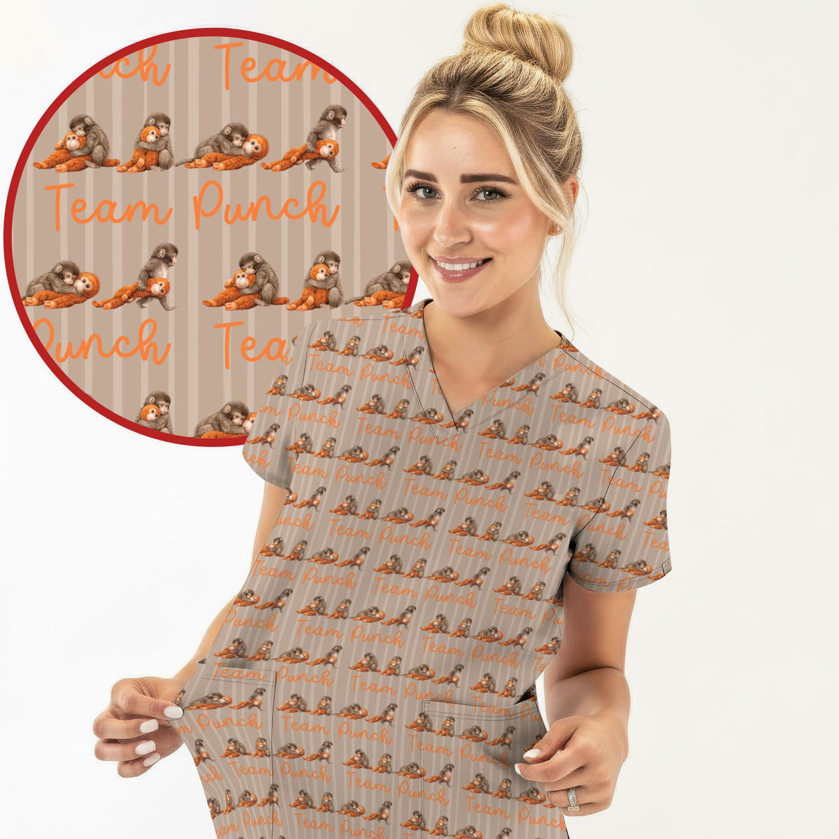 Monkey Team Punch Nurse Scrub Top