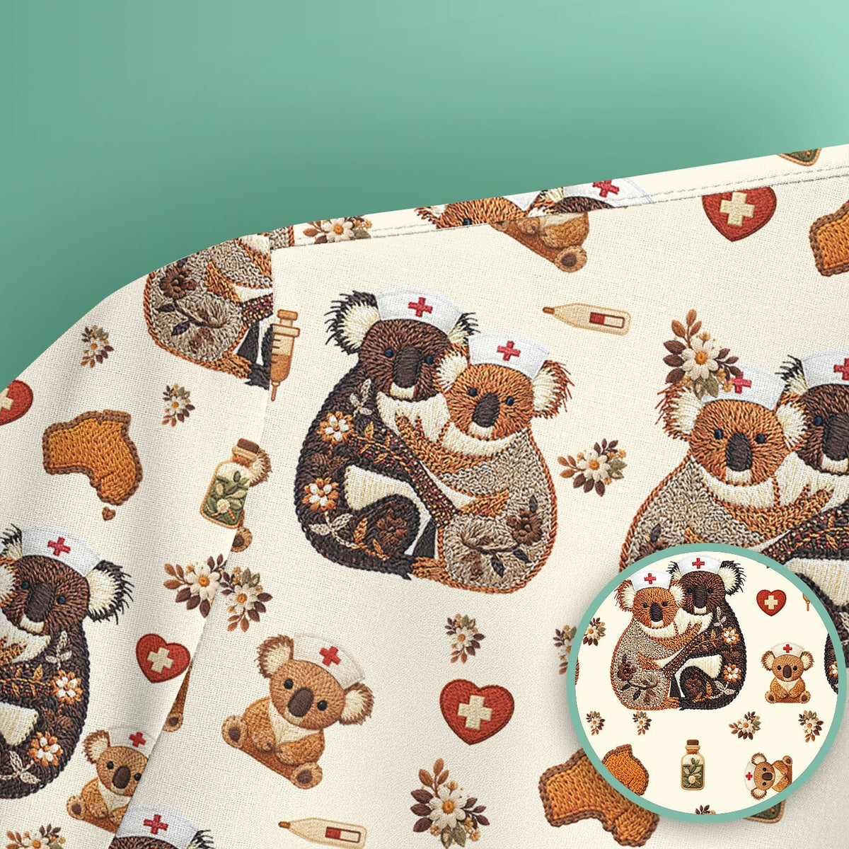 Koala Nurse Scrub Top - Valentines Day Gift