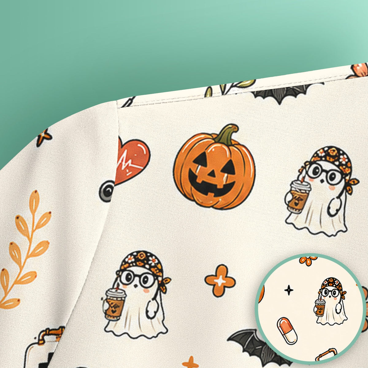 Shift Survivor Ghost Nurse Scrub Top - Halloween Gift