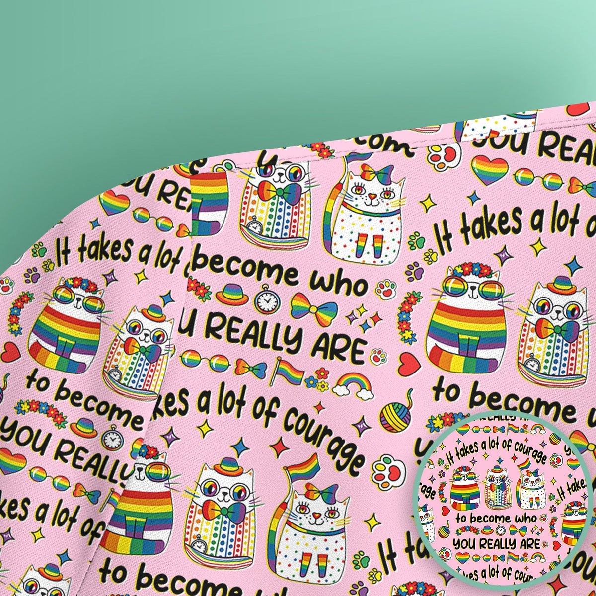 Nurse Rainbow Cat Courage Scrub Top