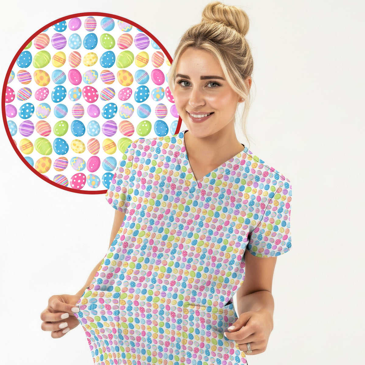 Colorful Easter Eggs Nurse Scrub Set