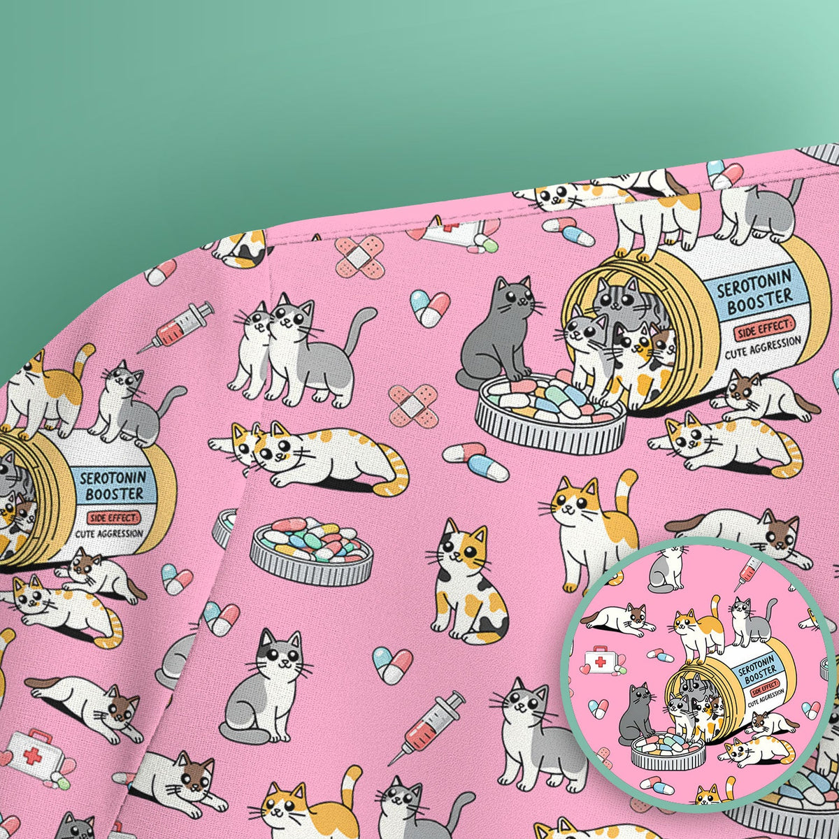 Cat Serotonin Booster Nurse Scrub Top