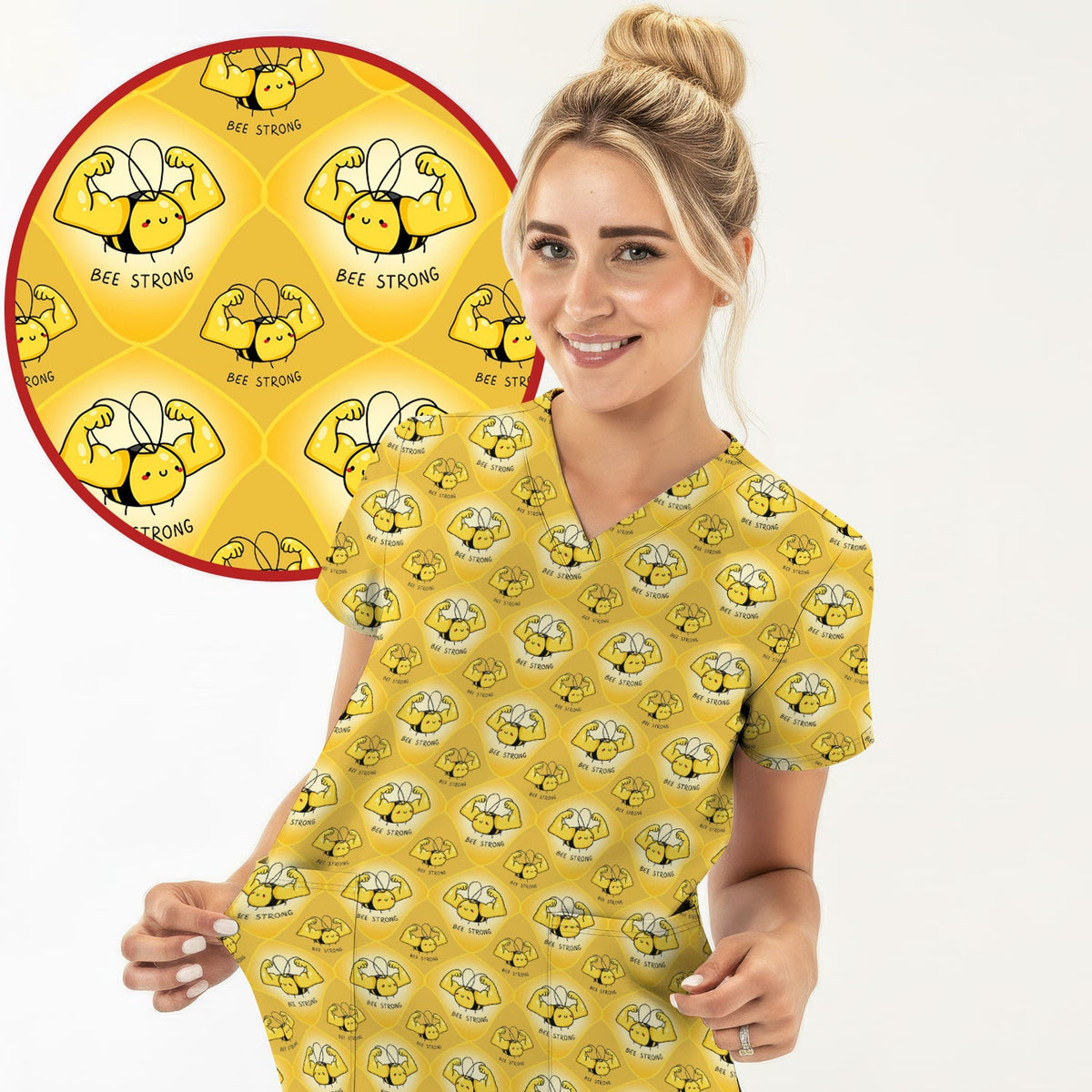 Strong Honey Bee Nurse Scrub Top