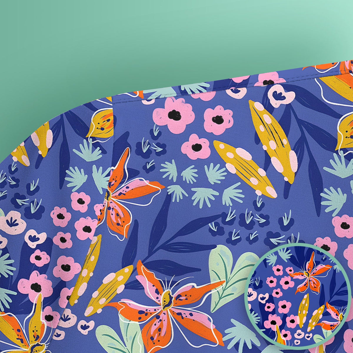Blue Lily Floral Garden Nurse Scrub Top