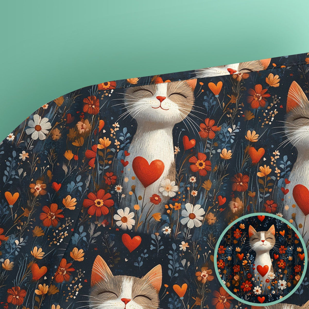 Cat Heart Floral Garden Nurse Scrub Top