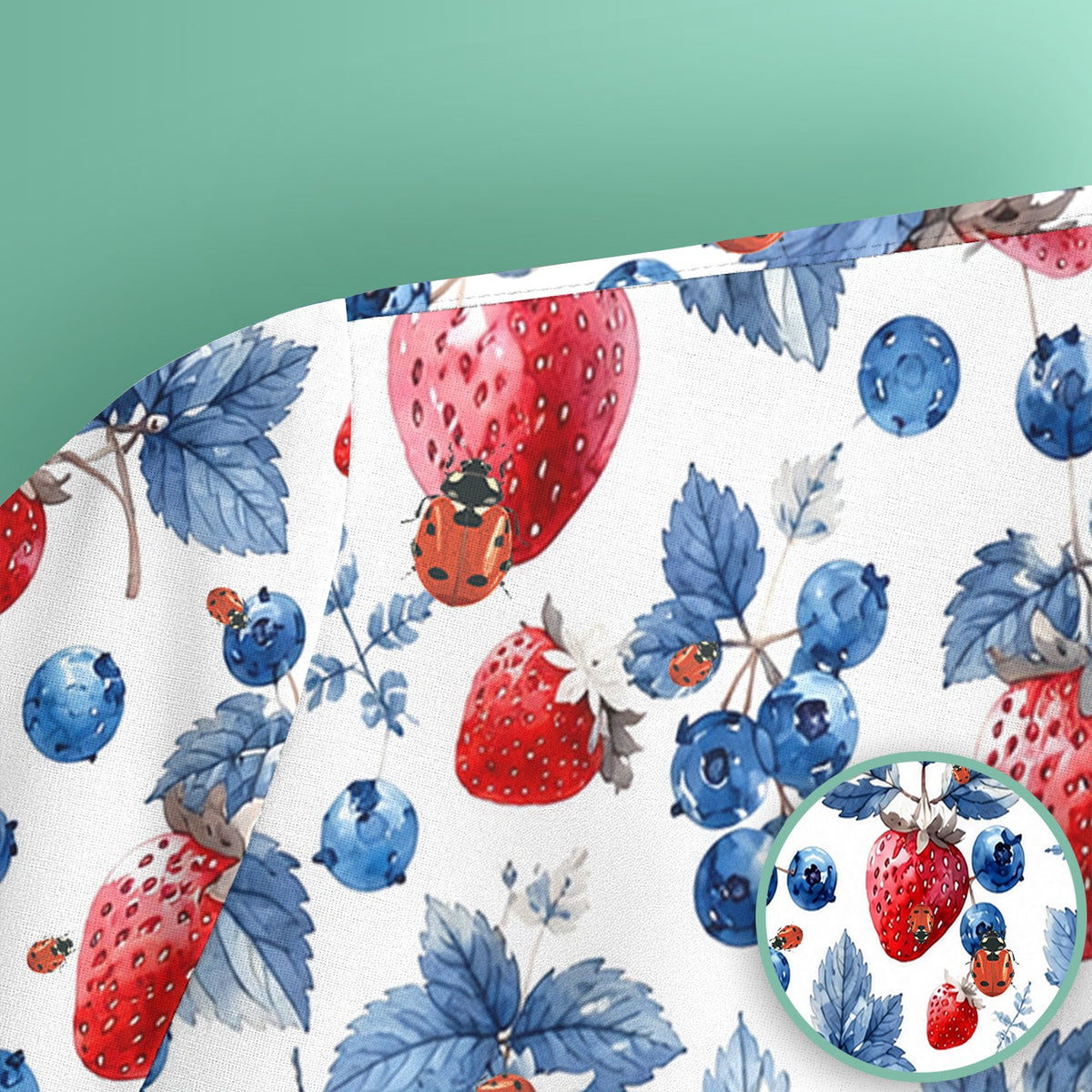 Strawberry Blueberry Ladybug Nurse Scrub Top