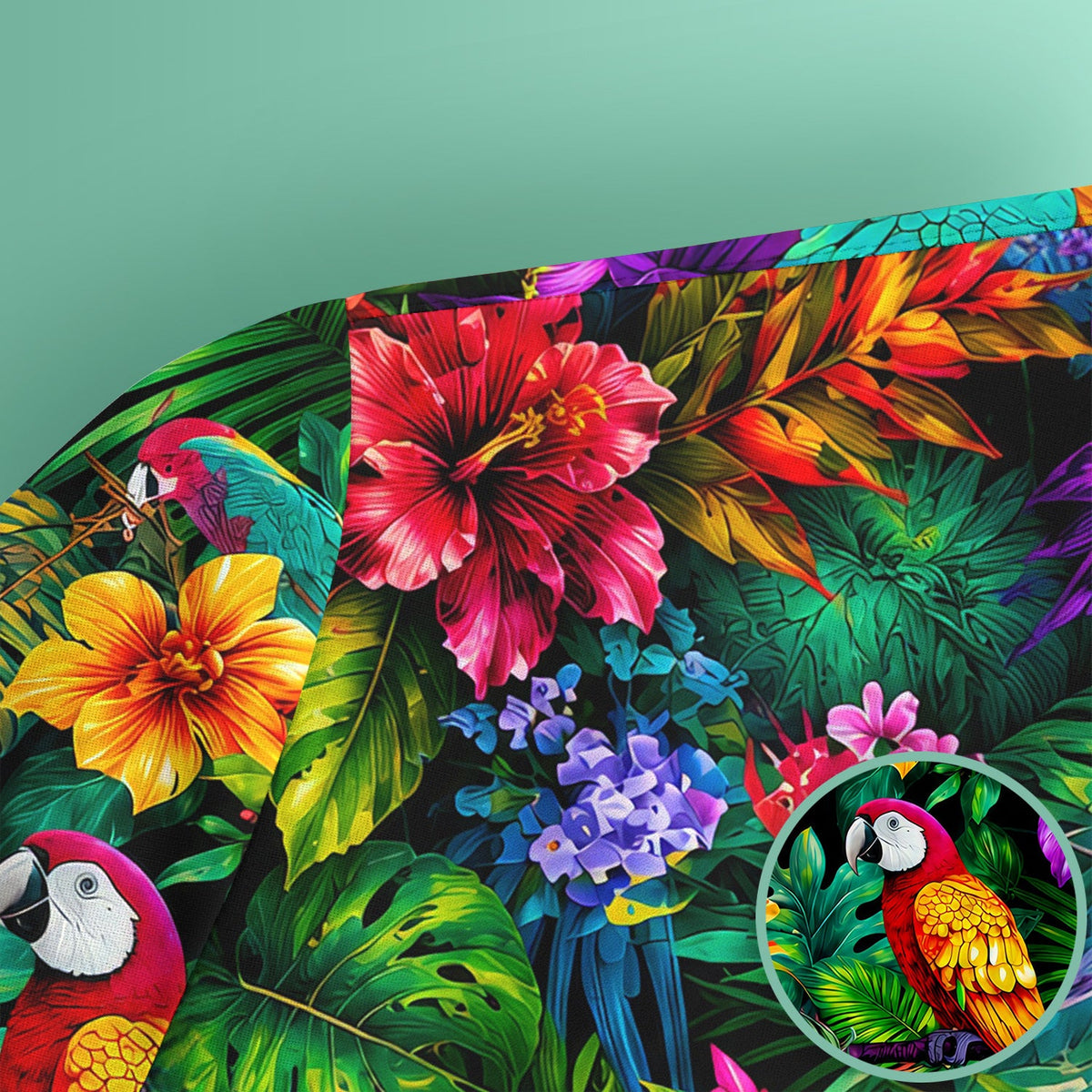 Tropical Parrot Jungle Blossom Nurse Scrub Top