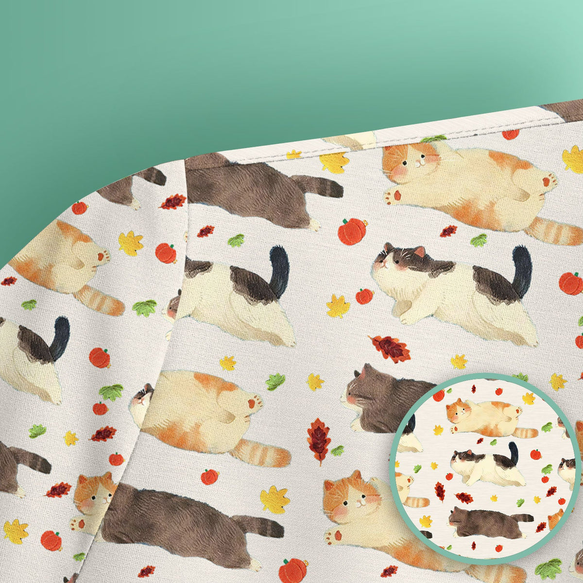 Chubby Cat Autumn Leaves Nurse Scrub Top