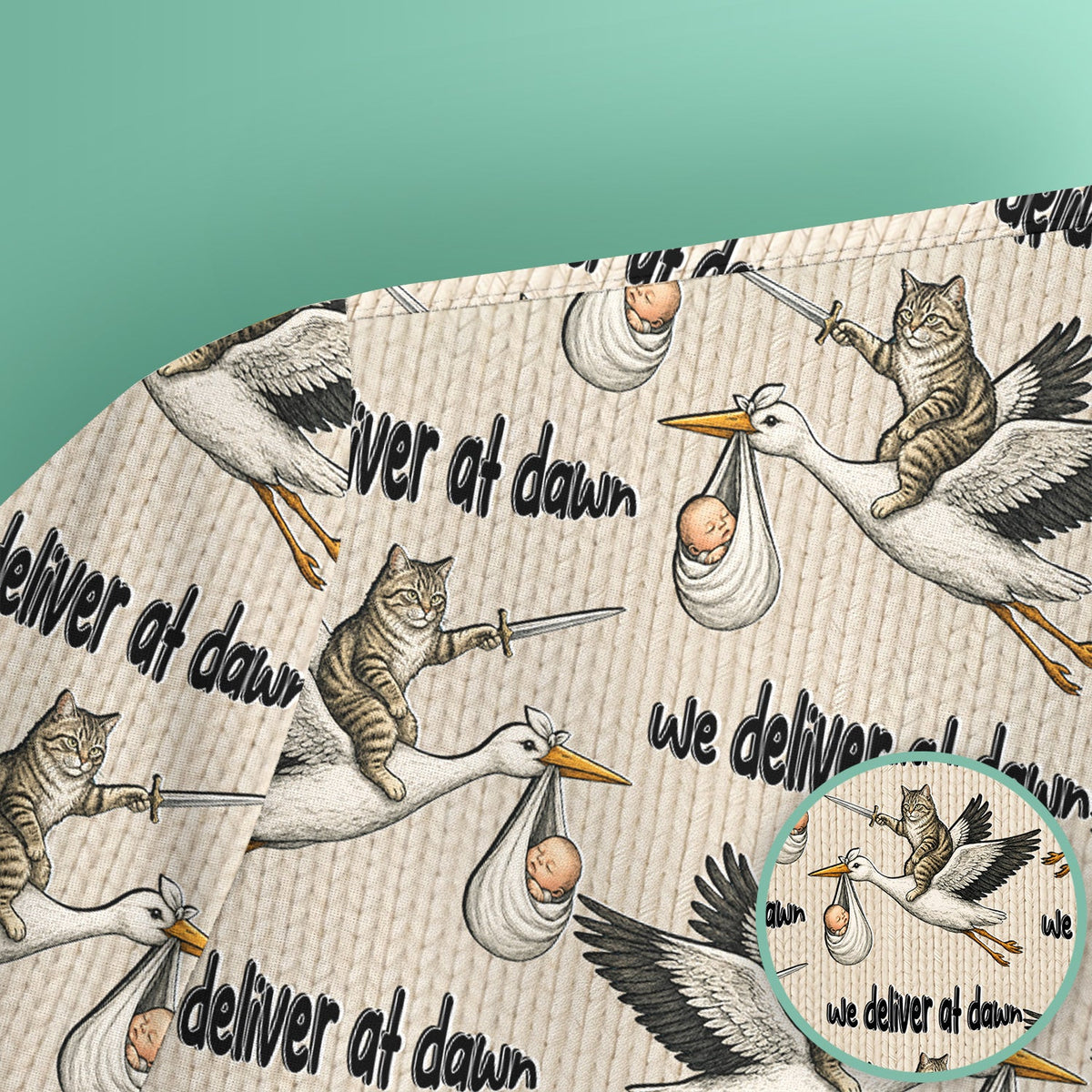 Stork Cat Delivery Nurse Scrub Top