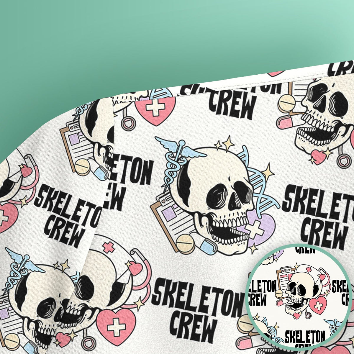 Skeleton Crew Nurse Scrub Top - Halloween Gift