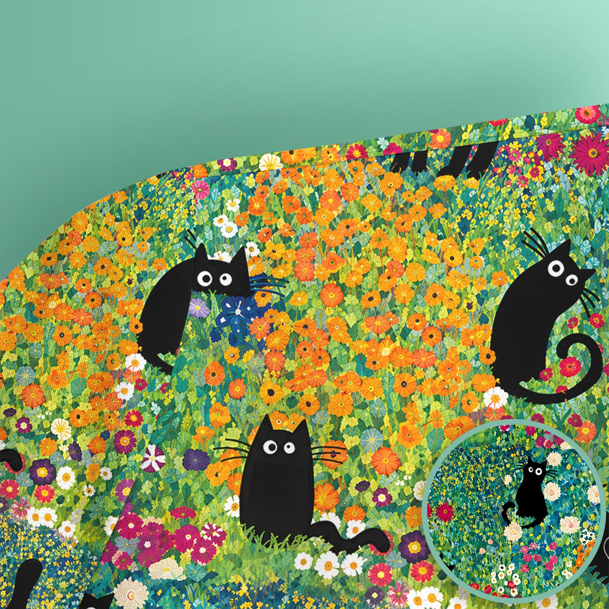 Black Cat Flower Garden Nurse Scrub Top