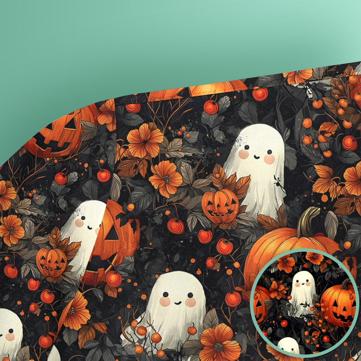 Spooky Ghost Pumpkin Nurse Scrub Top