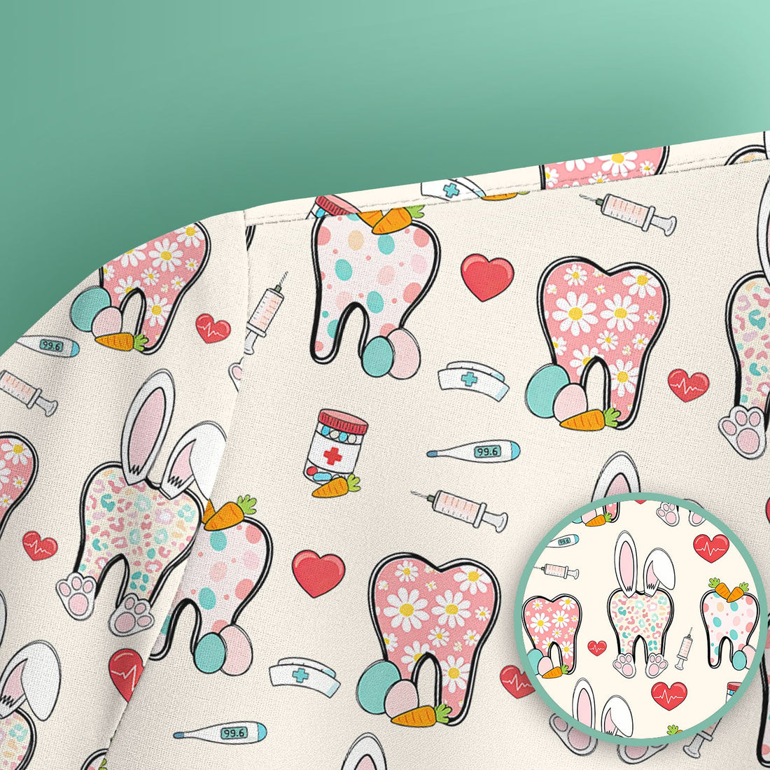 Easter Bunny Dentist Nurse Scrub Top