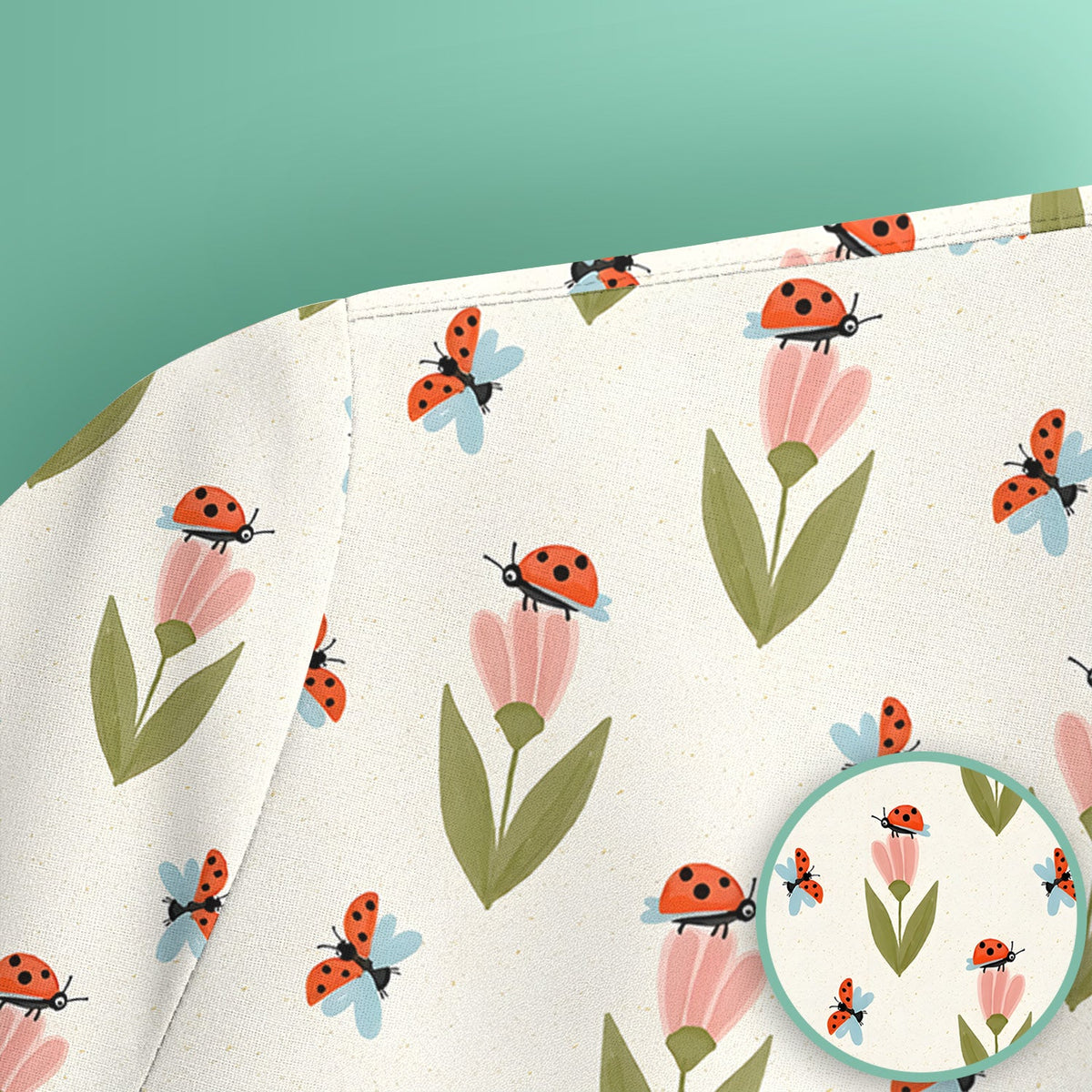 Ladybug Tulip Floral Nurse Scrub Top