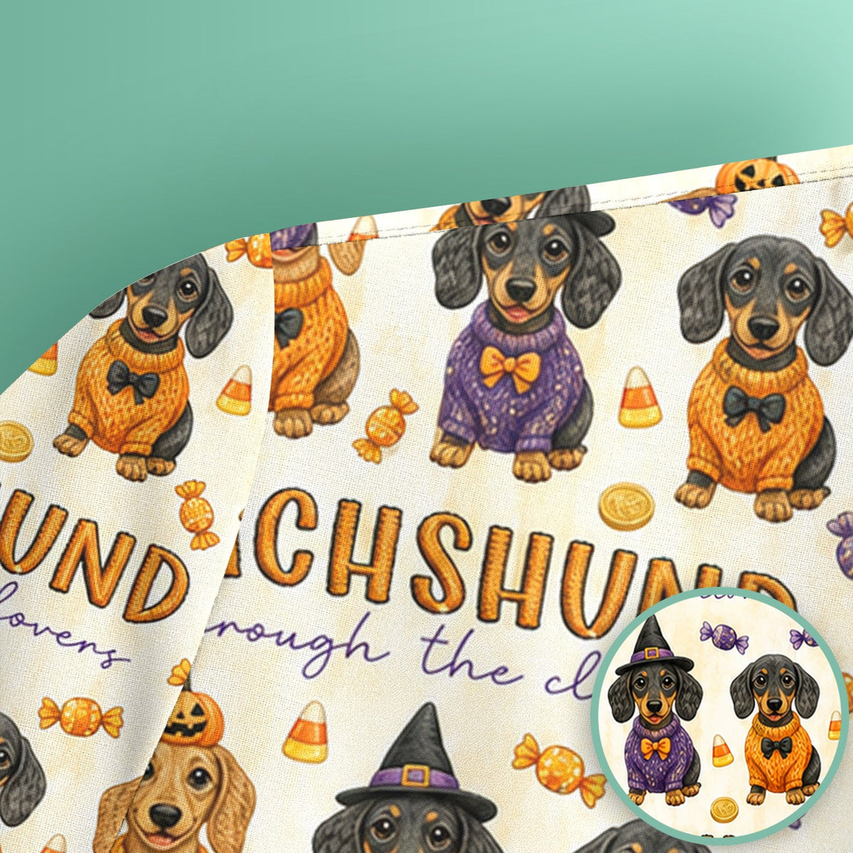 Candy Dachshund Nurse Scrub Top