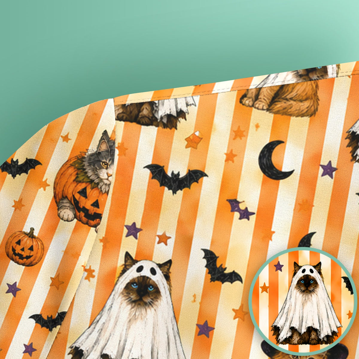 Cat Print Nurse Scrub Top - Halloween Gift