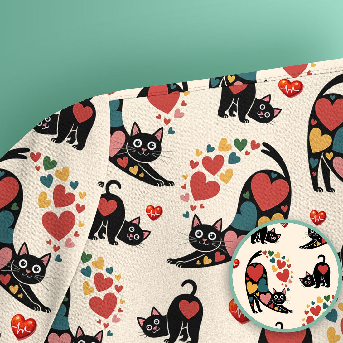 Cat Valentine Heart Nurse Scrub Top