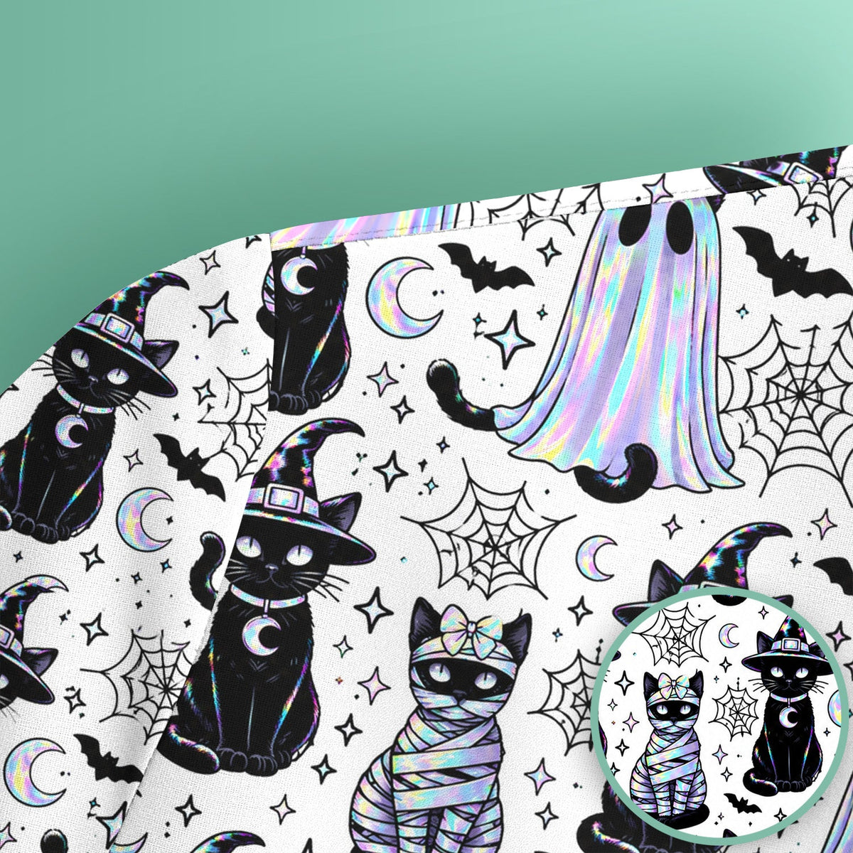 Ghost Witch Cat Nurse Scrub Top - Halloween Gift
