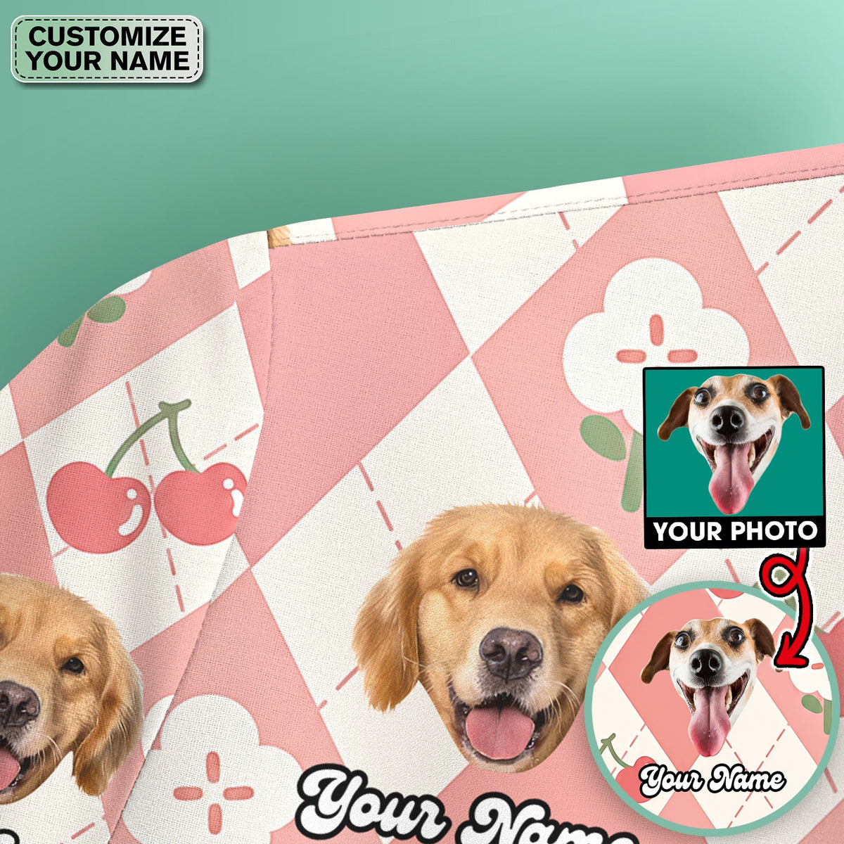 Dog Face Cherry Argyle Nurse Scrub Top