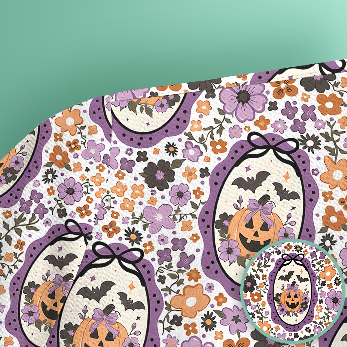 Pumpkin Floral Nurse Scrub Top - Halloween Gift